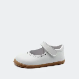 Merceditas piel blanca velcro respetuosa de Blanditos