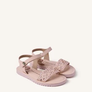 Sandalia De Piel Trenzada Con Velcro GIOSEPPO